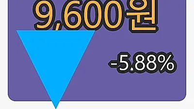 선진마감가 9,600원, -5.88프로 변동..