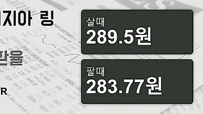 말레이시아 17일 링기트 살때 289.5원, 팔때 283.77원 ▼-0.13%감소