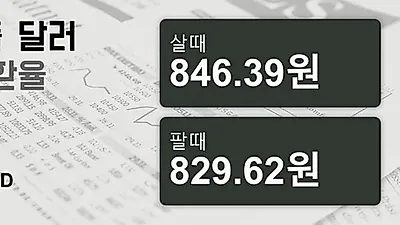 5일 싱가폴 달러 살때 846.39원, 팔때 829.62원 ▼-0.08%감소