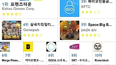 [4월 25일 앱차트]애플, 구글 플레이스토어 어플순위