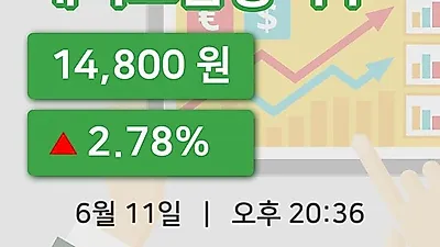 국내주식마감메리츠금융지주 11일 14,800원 장 마쳐...