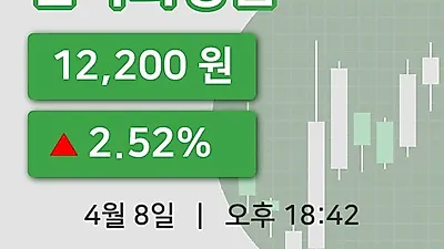 주식마감한국화장품 8일 12,200원 장 마쳐