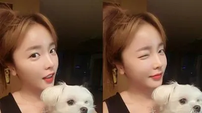 홍진영 반려견 품에 앉은 채 "패리 나 좀 바라봐 "