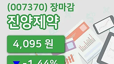 국내주식마감진양제약 7일 4,095원 장 마쳐