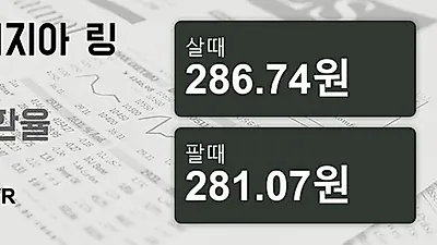 말레이시아 18일 링기트 살때 286.74원, 팔때 281.07원 ▼-0.08%감소