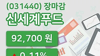 주식마감신세계푸드 8일 92,700원 마감그래프종합분석