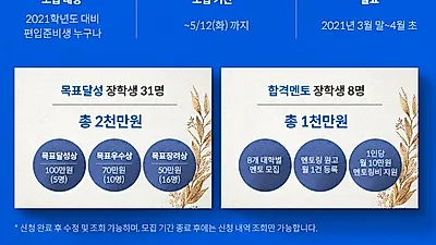 편입도전자를 위한 장학금, 김영편입 2021학년도 목표달성 장학생 모집 중