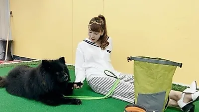 다나, 반라견 팀버와 녹화 대기 중 '다정다감'
