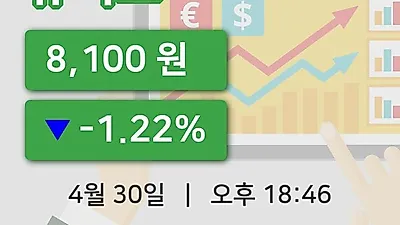 국내주식마감휴비스 30일 8,100원 마감...