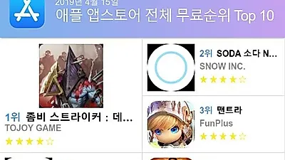 [4월 전체 앱 차트]애플, 구글 플레이스토어 어플순위