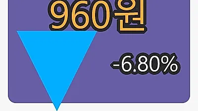 파인텍마감가 960원 전일대비 -6.80퍼센트등락..