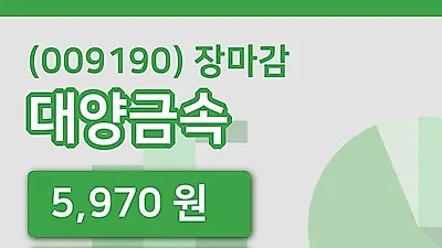 주식마감대양금속 10일 5,970원 마감그래프복습하기