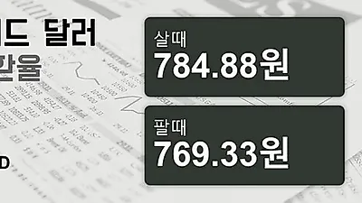 29일 뉴질랜드 달러 살때 784.88원, 팔때 769.33원 ▲0.24%상승