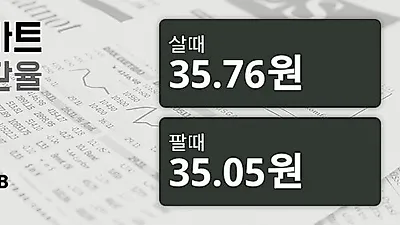 29일 태국 바트 살때 35.76원, 팔때 35.05원 ▼-0.78%감소