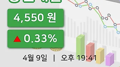국내주식마감동원개발 9일 4,550원 마감그래프통계 및 분석