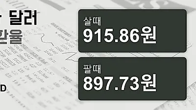 6일 캐나다 달러 살때 915.86원, 팔때 897.73원 ▼-0.87%감소