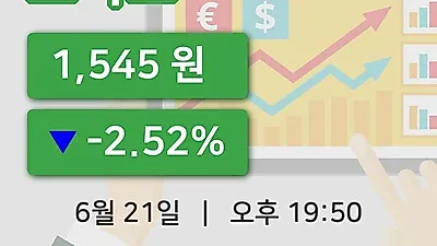 국내주식마감코아스 21일 1,545원 마감