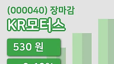 주식마감KR모터스 11일 530원 마감