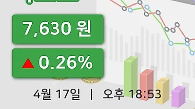 국내주식마감다스코 17일 7,630원 마감