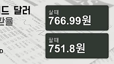 24일 뉴질랜드 달러 살때 766.99원, 팔때 751.8원 ▼-0.38%감소