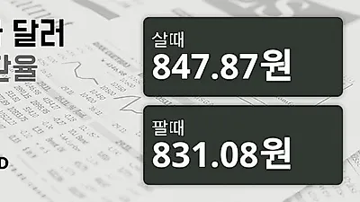 19일 캐나다 달러 살때 847.87원, 팔때 831.08원 ▼-0.5%감소
