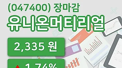 국내주식마감유니온머티리얼 20일 2,335원 마감...