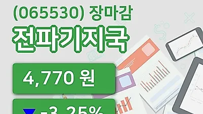 국내주식마감전파기지국 12일 4,770원 마감그래프종합통계