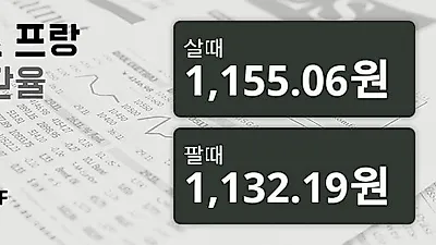 29일 스위스프랑 살때 1,155.06원, 팔때 1,132.19원 ▲0.44%상승