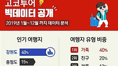 고코투어, 2019년 국내여행 빅데이터 통계발표…1위 차지한 여행지, 강원도