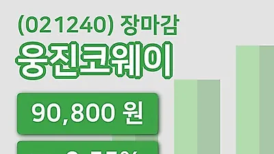 국내주식마감웅진코웨이 22일 90,800원 장 마쳐그래프정리