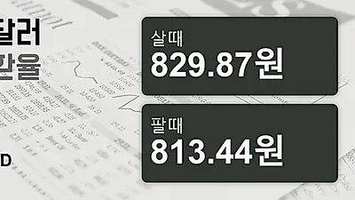 4일 호주 달러 살때 829.87원, 팔때 813.44원 ▲1.04%상승