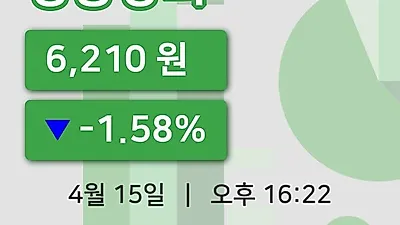 주식마감쌍용양회 15일 6,210원 장종료그래프복습하기