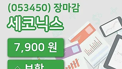 국내주식마감세코닉스 8일 7,900원 마감