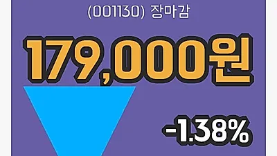 국내주식마감대한제분 10일 179,000원 장종료...