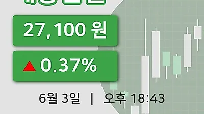 국내주식마감계룡건설 3일 27,100원 장 마쳐...