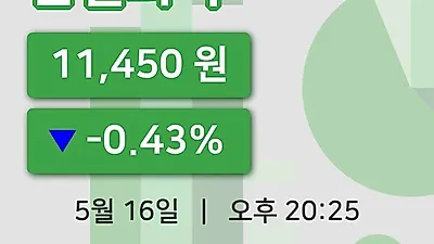 주식마감한일화학 16일 11,450원 장종료그래프복습하기