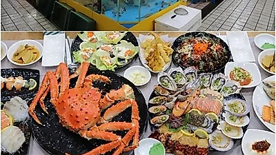 소래포구 맛집 '레인보우수산', 킹크랩 주문하면 모듬회와 각종 해산물이 무료