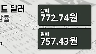 6일 뉴질랜드 달러 살때 772.74원, 팔때 757.43원 ▼-0.34%감소