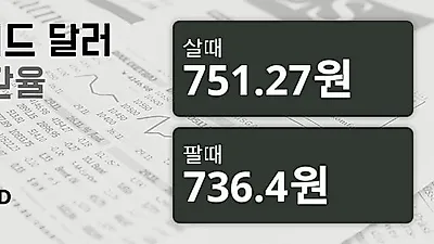24일 뉴질랜드 달러 살때 751.27원, 팔때 736.4원 ▲0.31%상승