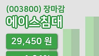 주식마감에이스침대 9일 29,450원 장 마쳐그래프정리