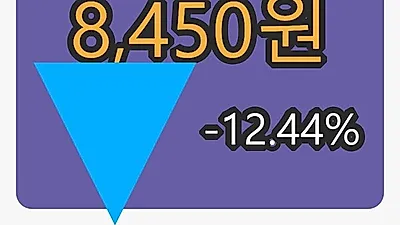 칩스앤미디어 5일 마감가 8,450원 전일대비 -12.44프로 변동..