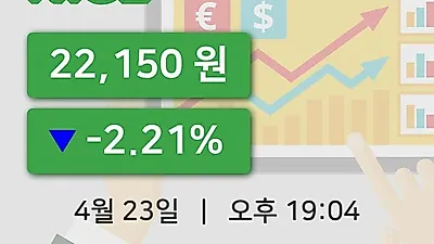 주식마감NICE 23일 22,150원 장종료그래프정리