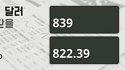 7일 싱가폴 달러 살때 839원, 팔때 822.39원 ▲0.06%상승