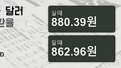 26일 싱가폴 달러 살때 880.39원, 팔때 862.96원 ▲0.25%상승