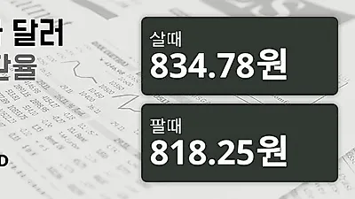 24일 캐나다 달러 살때 834.78원, 팔때 818.25원 ▼-1.17%감소