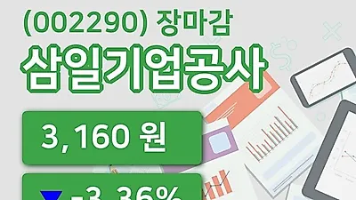 주식마감삼일기업공사 24일 3,160원 장종료