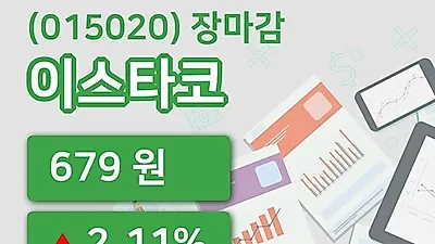 주식마감이스타코 22일 679원 장종료그래프종합복습