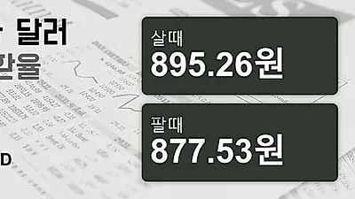 20일 캐나다 달러 살때 895.26원, 팔때 877.53원 ▲0.29%상승