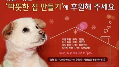 동물자유연대, '반려동물복지센터 제 2관 건축' 후원금 모집