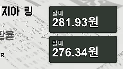 말레이시아 10일 링기트 살때 281.93원, 팔때 276.34원 ▲0.21%상승